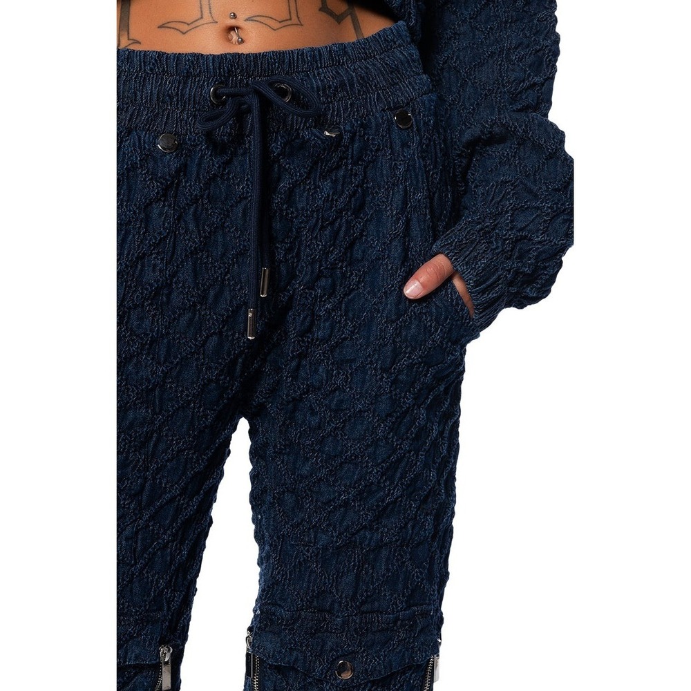 Akira She In Ha Mood Textured Cargo Pants Womens 1X Blue Streetwear Y2K Jeans